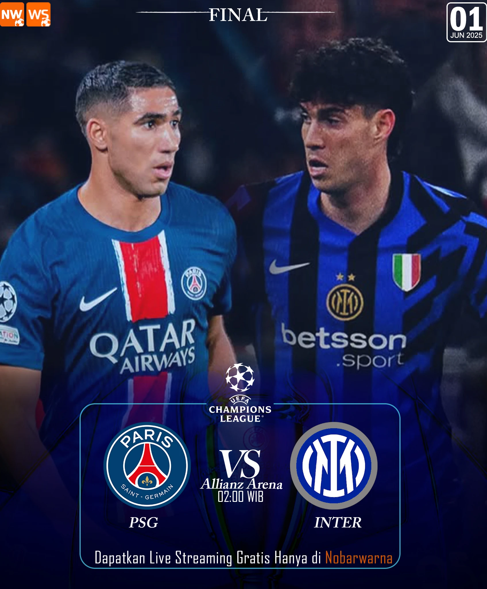 Final Liga Champions 2025: PSG vs Inter Milan
